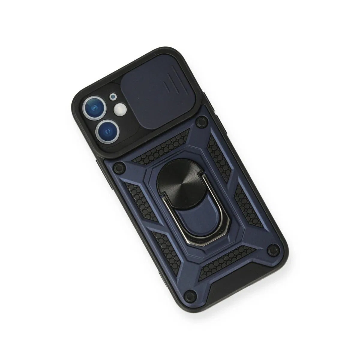 Apple İphone 12 Mini Kılıf Pars Lens Yüzüklü Silikon - Lacivert görsel 3