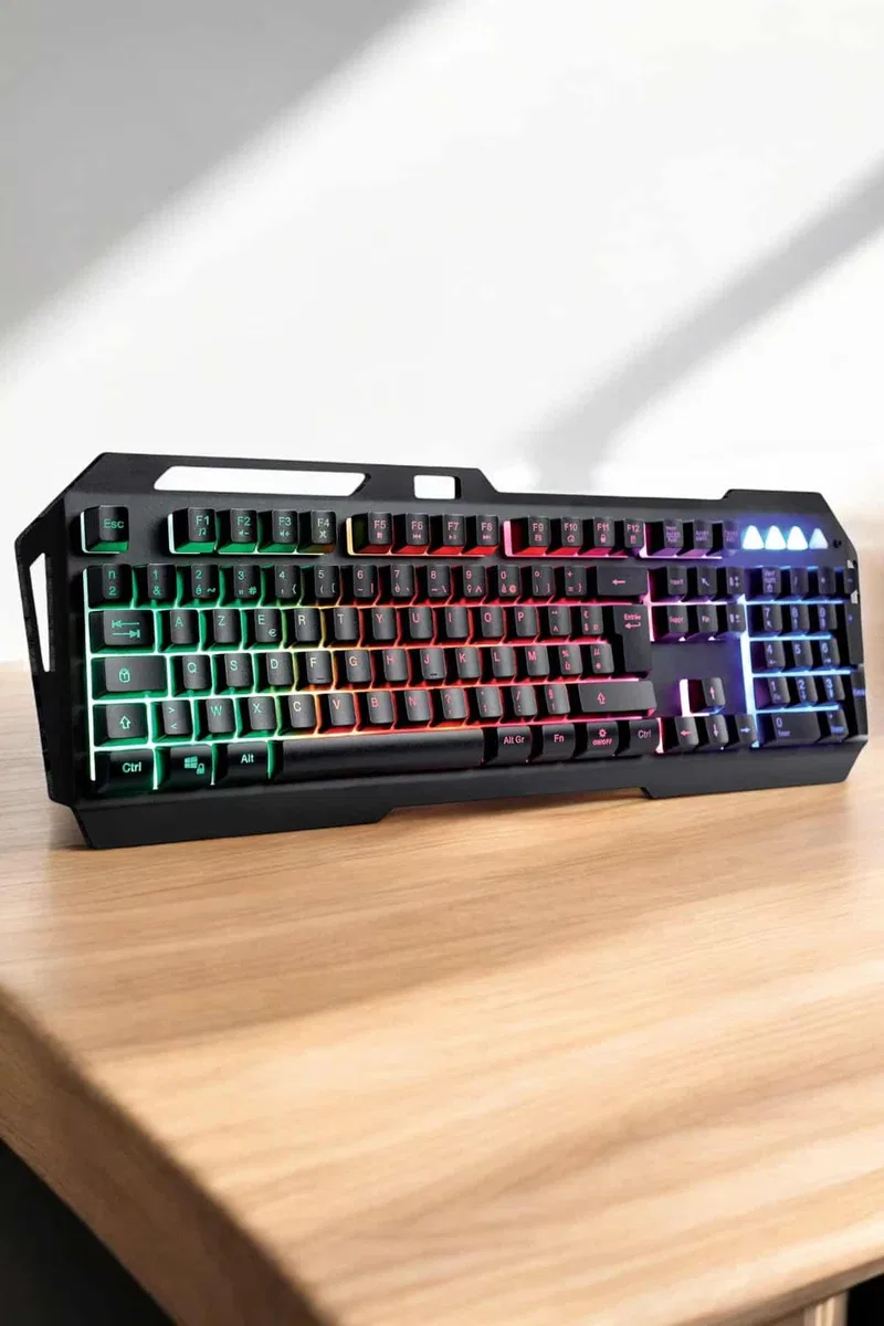 Q Klavye RGB Işıklı Klavye Ve Mouse Seti Kablolu Mouse Hediyeliş görsel 4