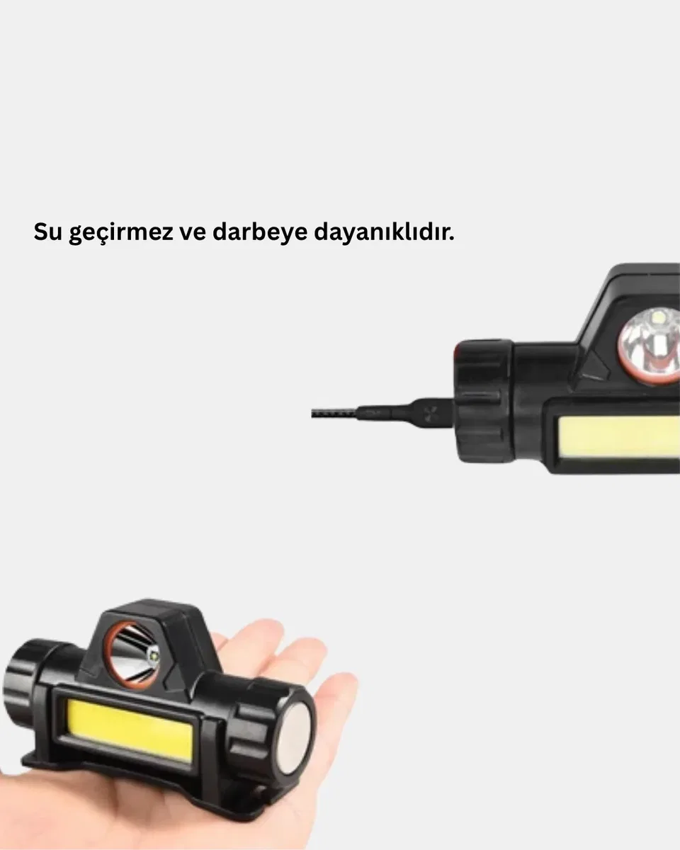 Kamp ve Doğa İçin Şarjlı LED Baş Feneri – Mıknatıslı, Su Geçirmez görsel 3