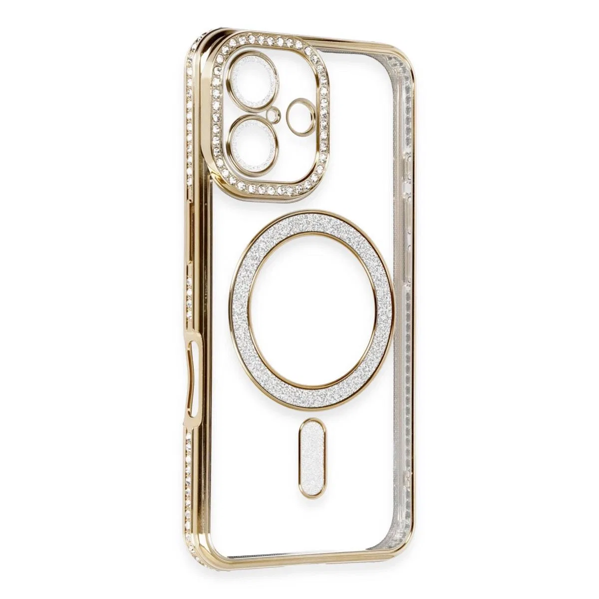 Apple İphone 16 Kılıf Joke Simli Magneticsafe Kılıf - Gold görsel 3