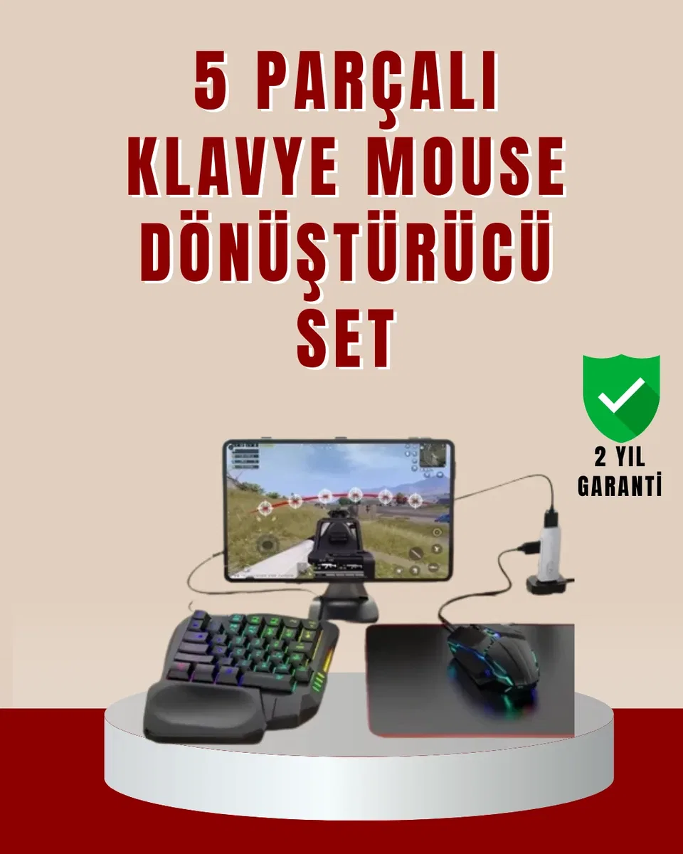 5’i 1 Arada Mobil Oyun Seti Klavye Mouse Dönüştürücü iOS & Android