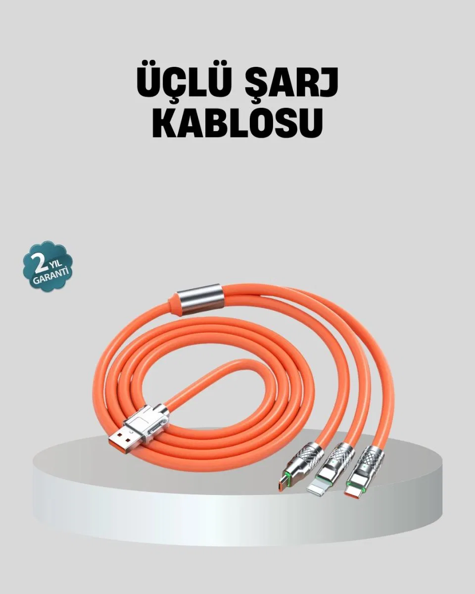 Üçlü Şarj Kablosu – Yüksek Hızlı, Dayanıklı Ve Uzun Ömürlü
