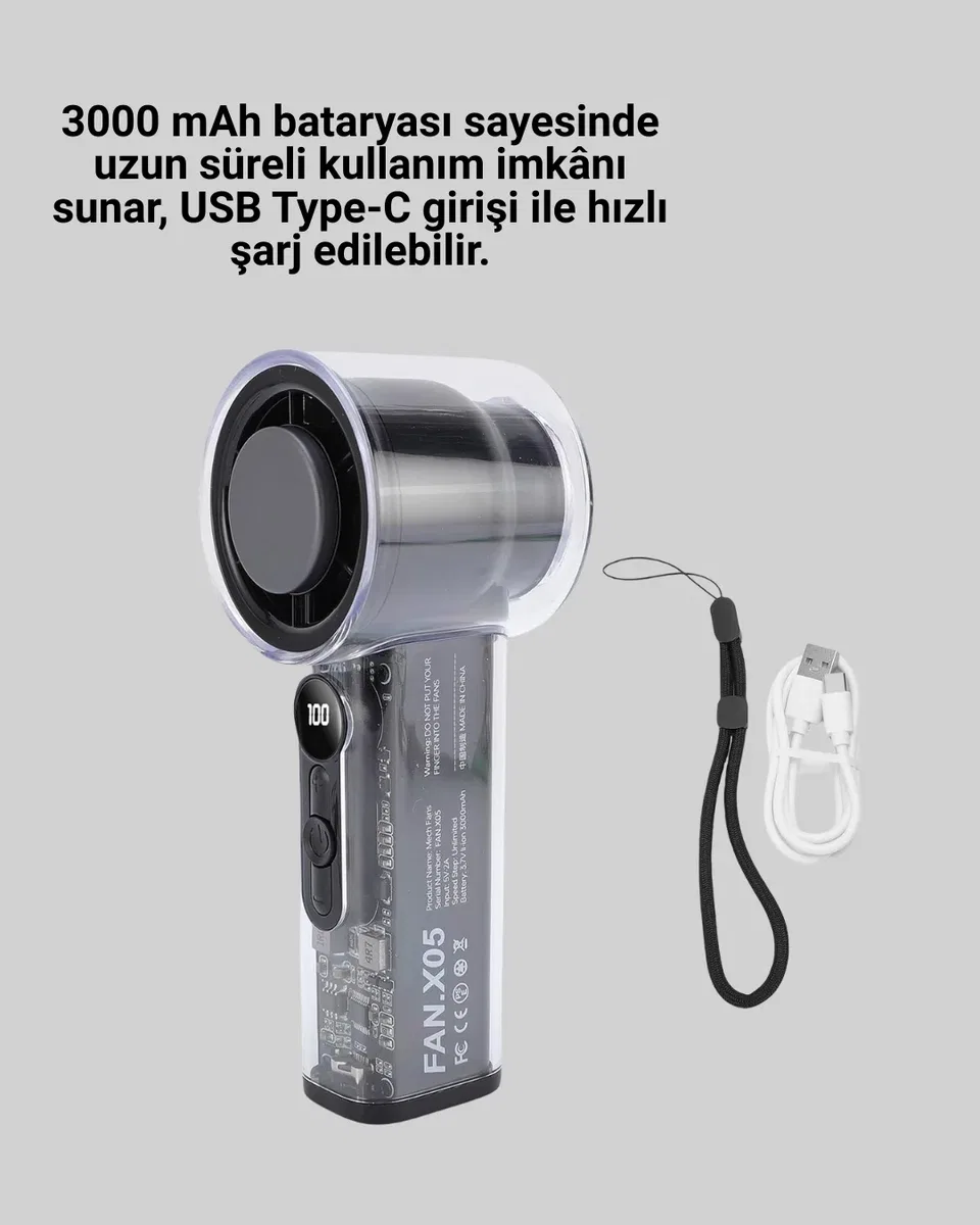 Kompakt Dijital Ekranlı Fan | 100 Seviye Hız + Sessiz Çalışma görsel 2