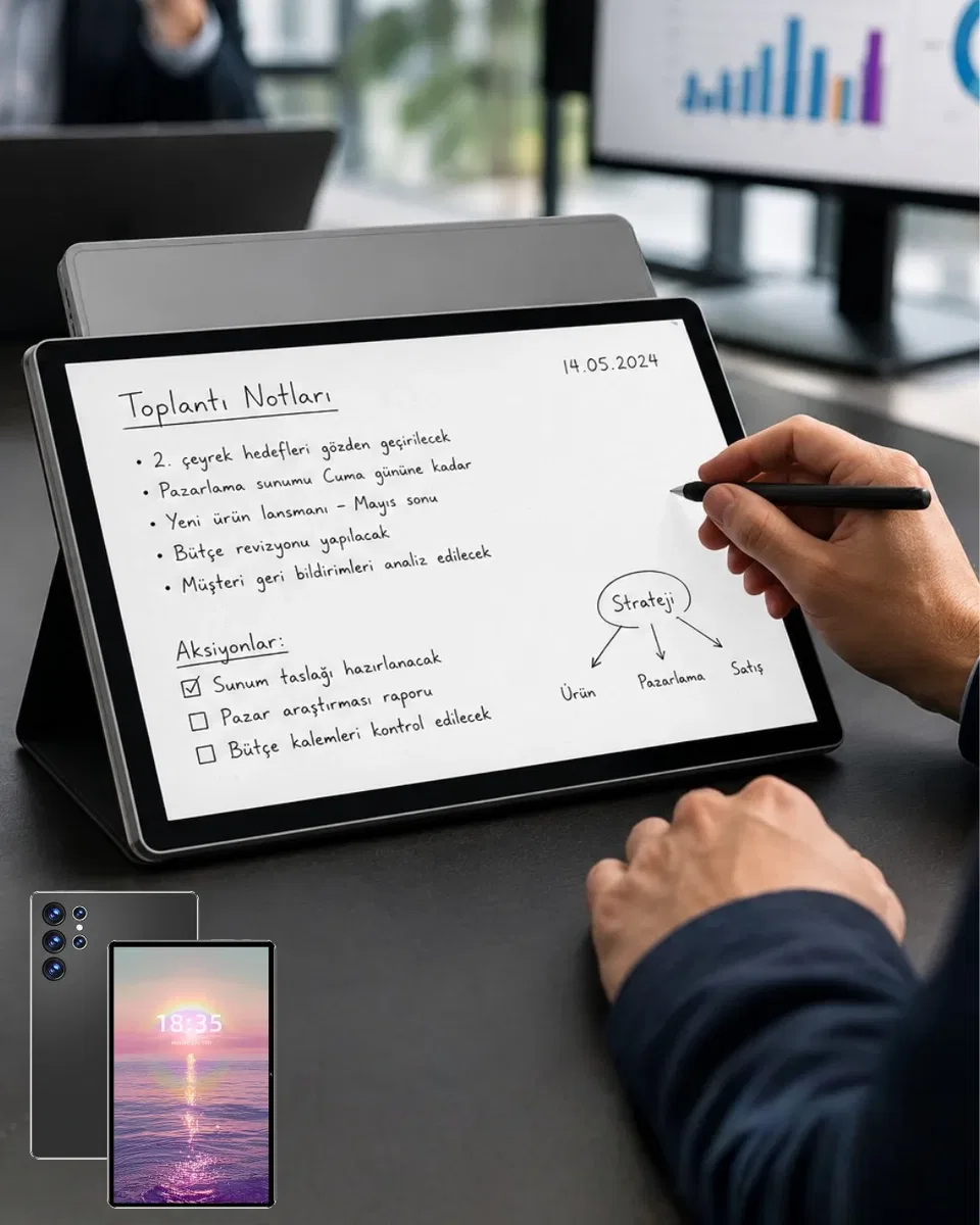 10. 1 İnç Android Tablet 16GB RAM 1TB Depolama Klavyeli Tablet Seti