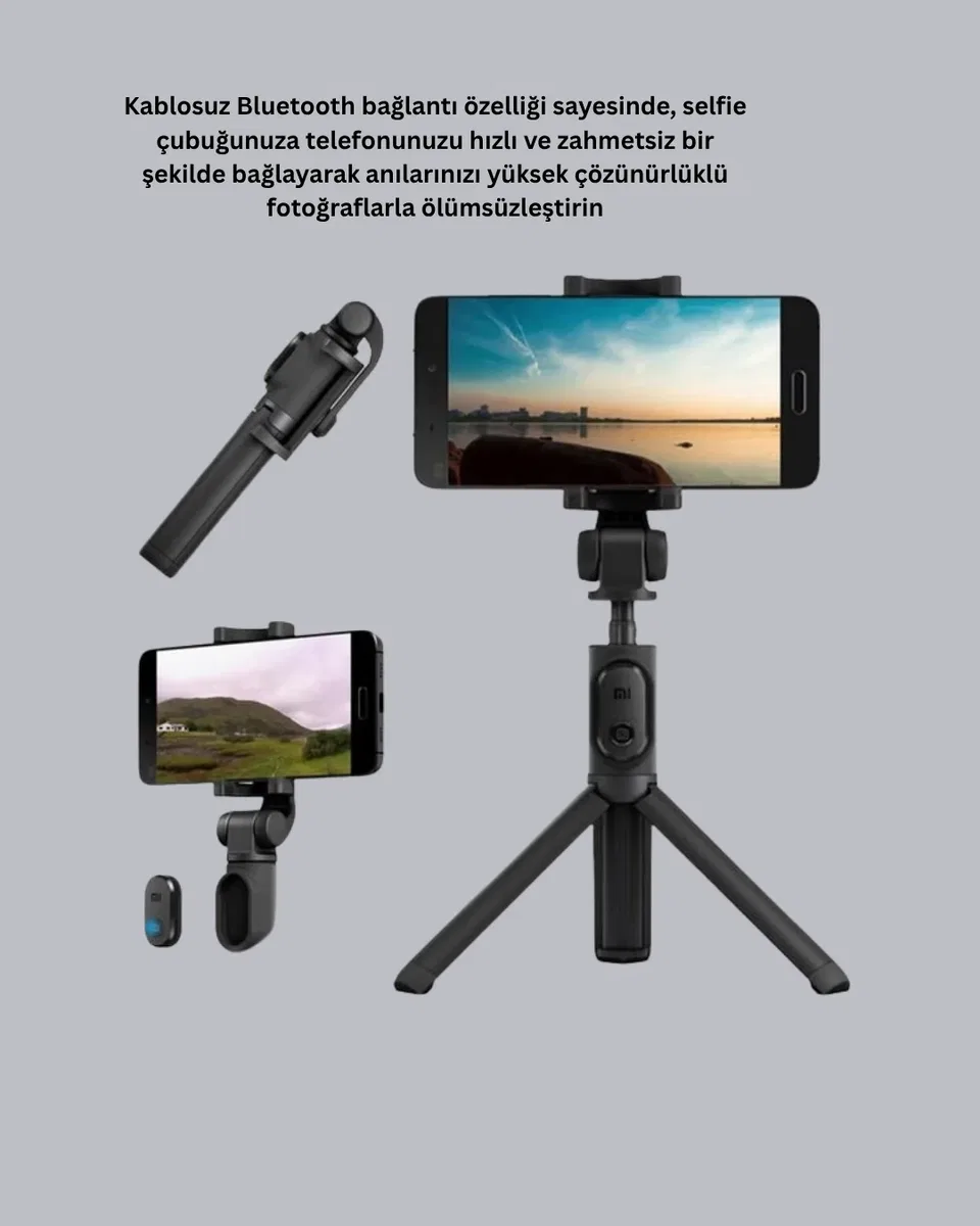 Bluetooth Selfie Çubuğu – 360° Dönebilen Başlık, Kablosuz Bağlantı görsel 4