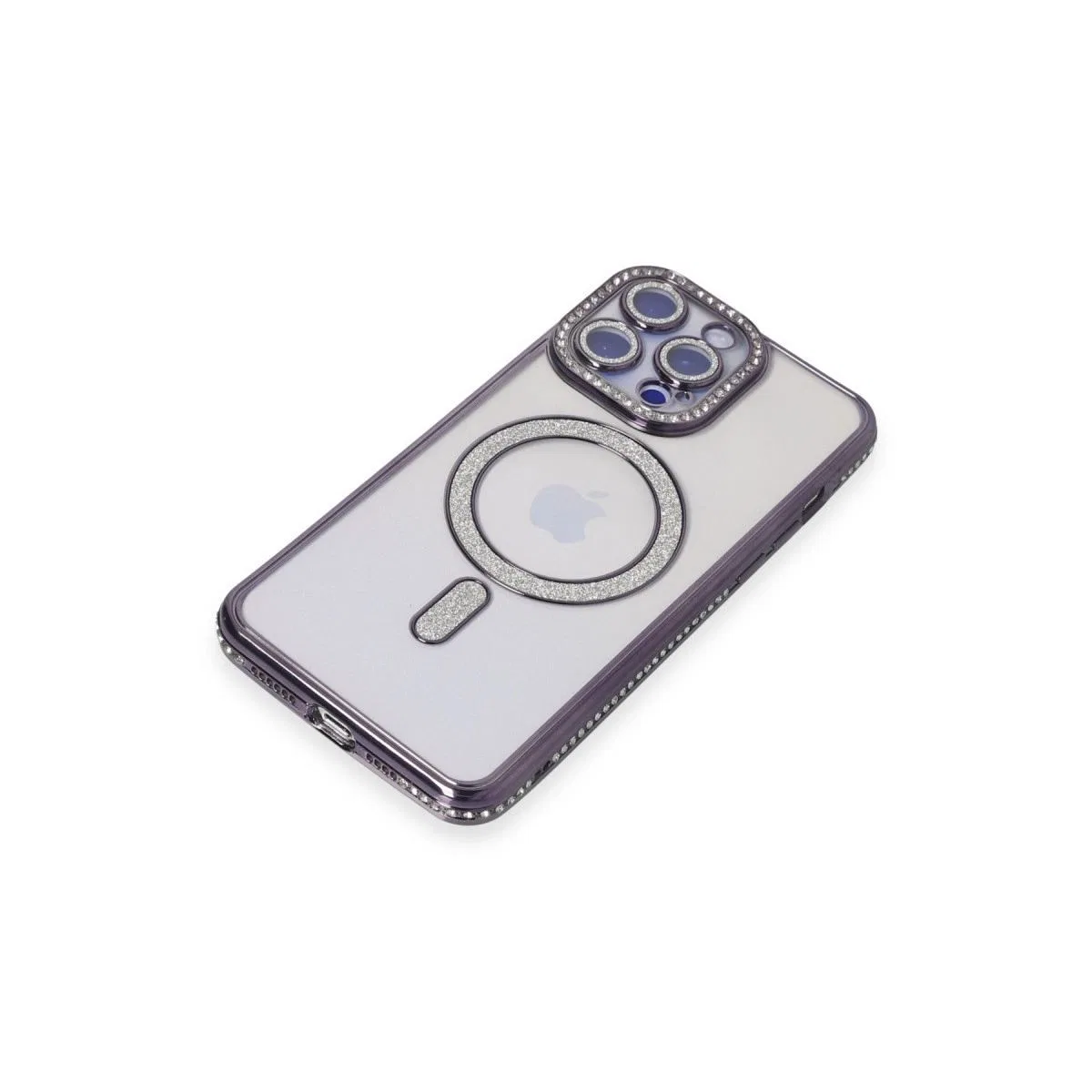 Apple İphone 15 Pro Kılıf Joke Simli Magneticsafe Kılıf - Derin Mor görsel 3