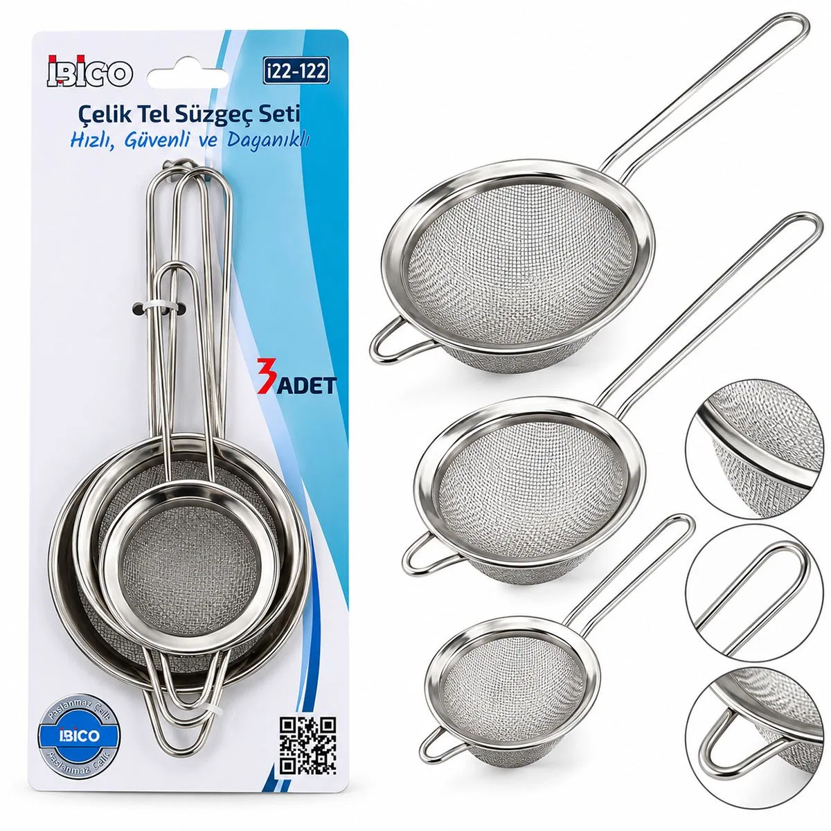 Metal Tel Süzgeç (Metal Çerçeve, Metal Sap)