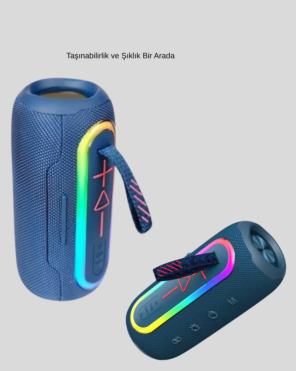 Mavi Taşınabilir Bluetooth Hoparlör Kompakt Tasarım ve Güçlü Ses görsel 5