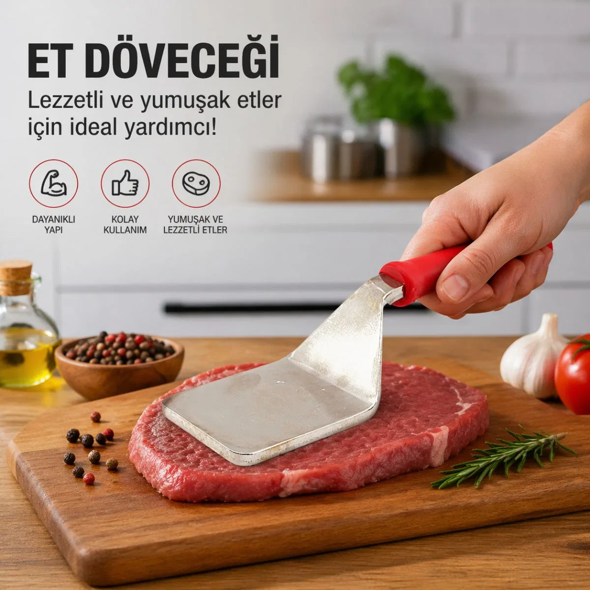 Et Dövecek No: 4 - Plastik Saplı Metal Gövde görsel 6