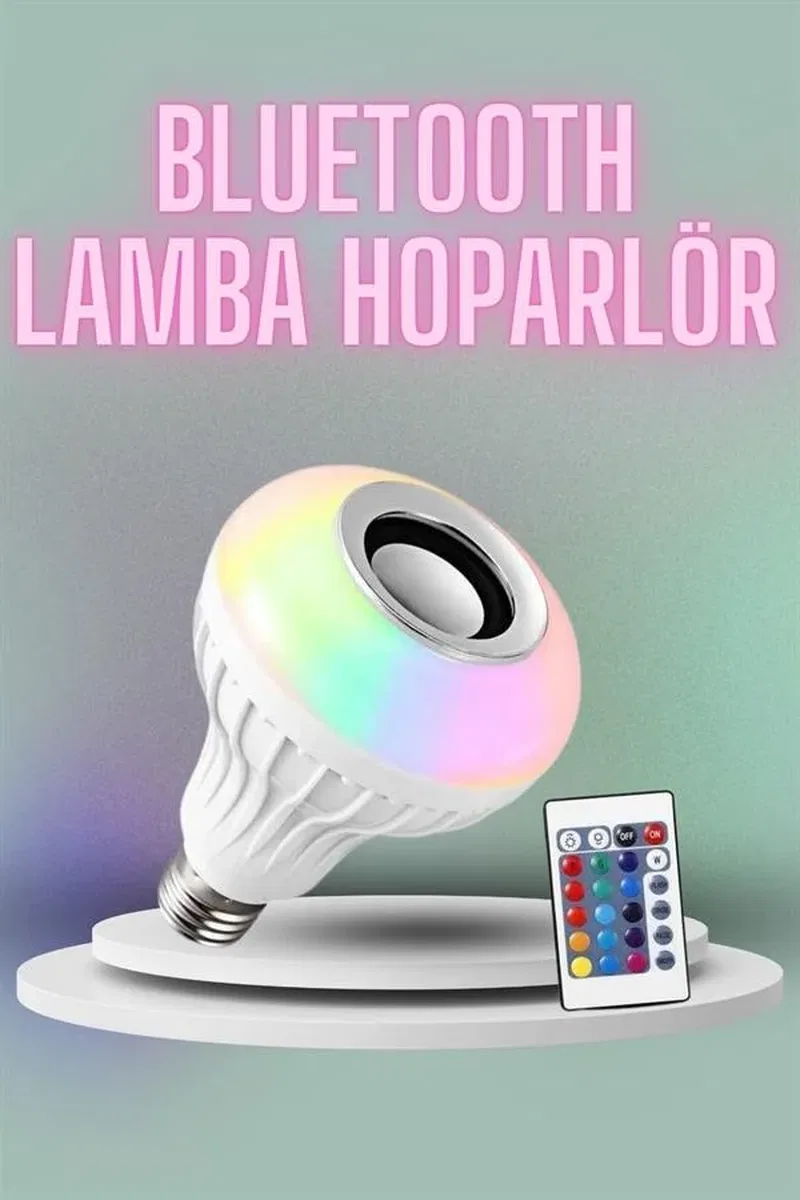 Kumandalı RGB Led Işık Bluetooth Hoparlör Ses Lambası Renkli Ampul görsel 2
