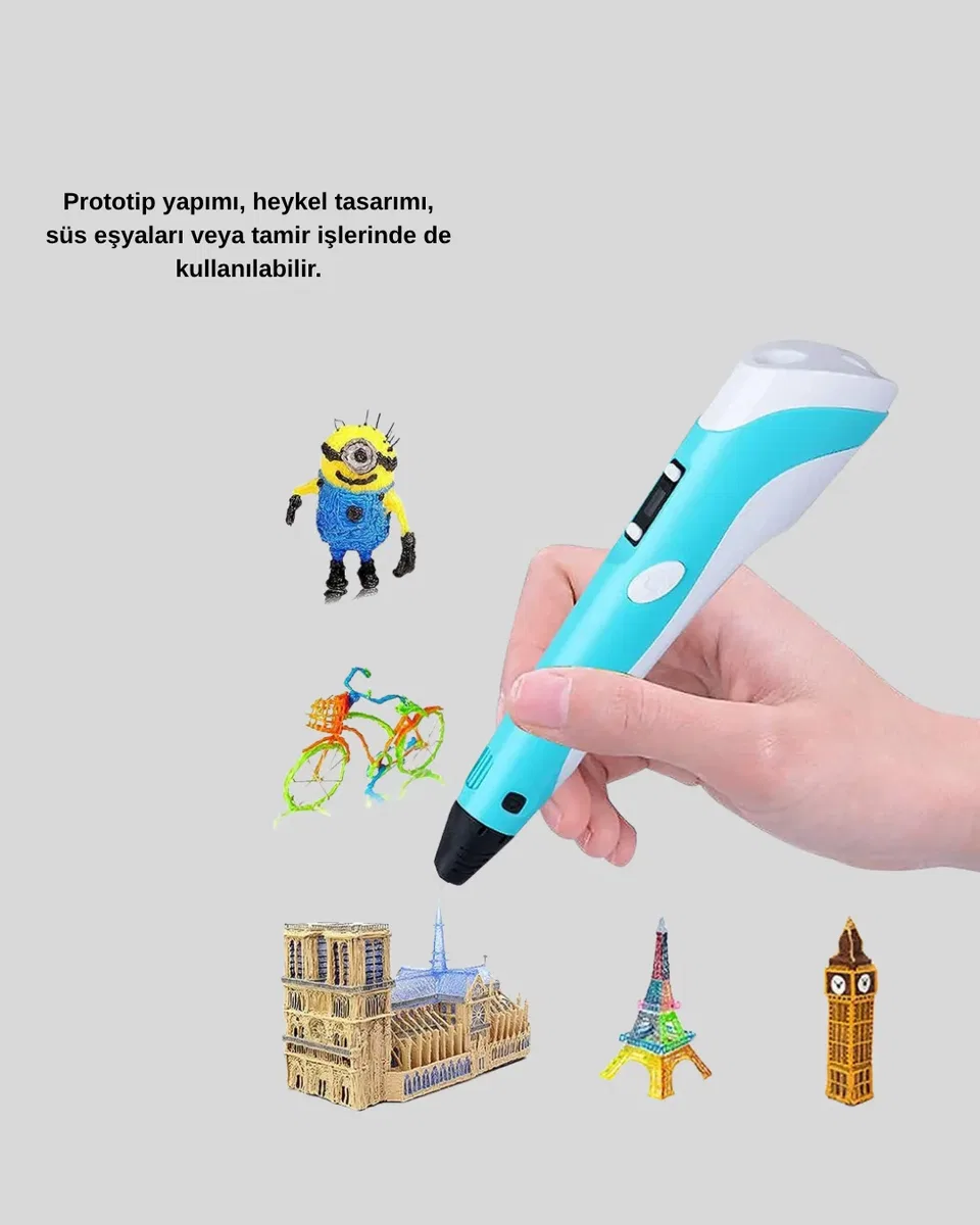 3D Kalem Ergonomik ve 1. 75 mm Filament Destekli FDM Yazıcı Kalemi görsel 3