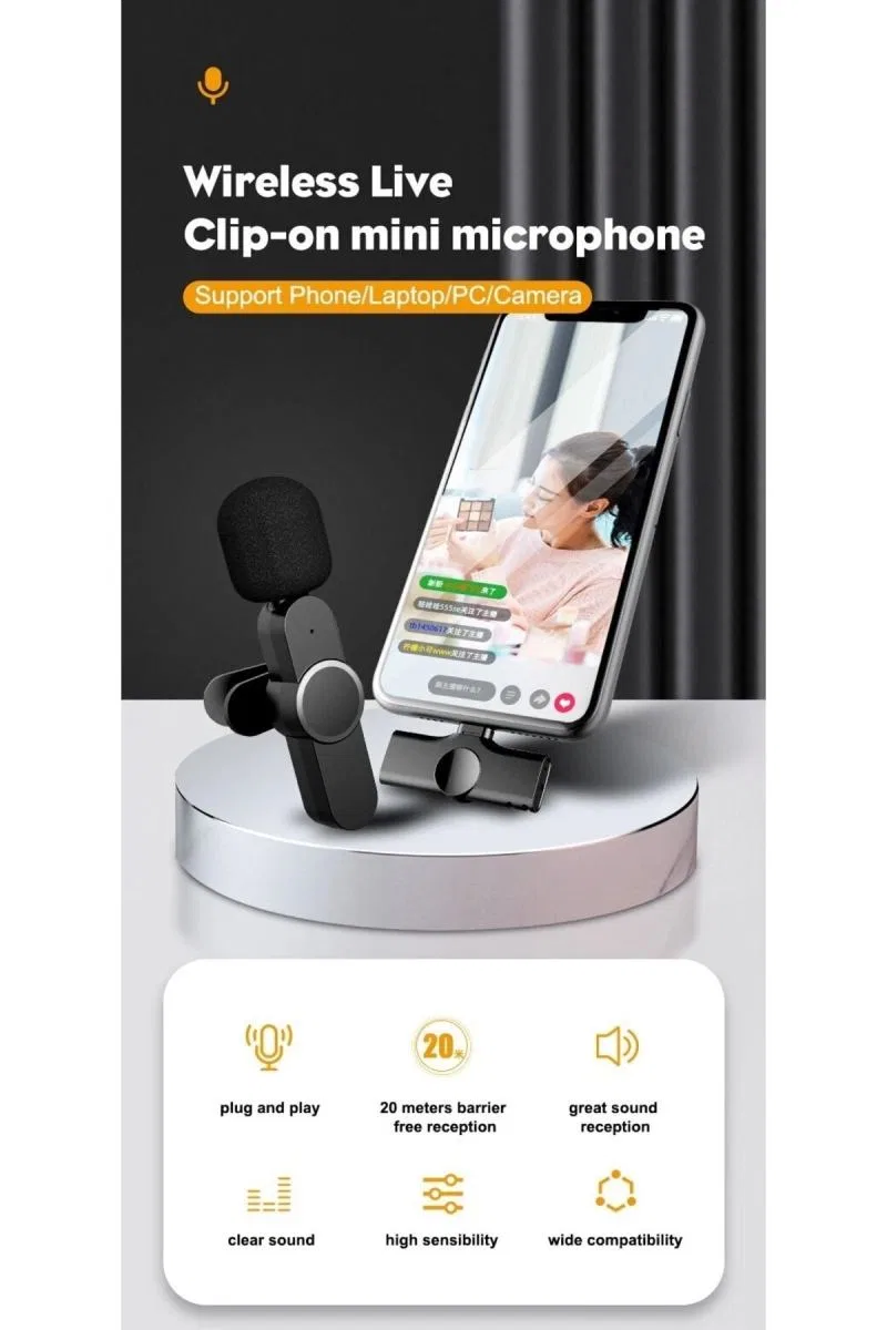 Lightning Girişli Iphone Uyumlu Ikili Kablosuz Yaka Mikrofonu Youtube Facebook Tiktok Vlog görsel 2
