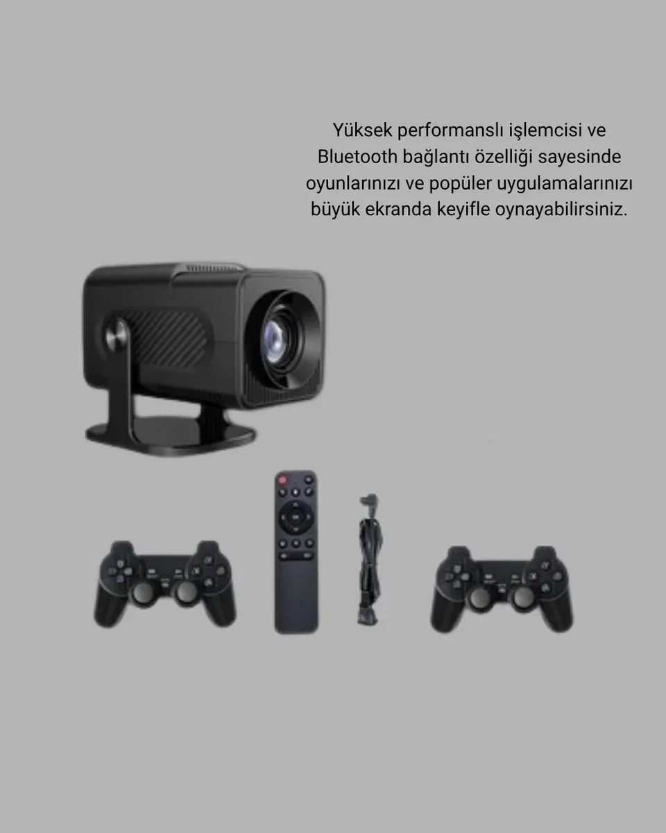 Android Projeksiyon Game Box – 1280x720p HD Çözünürlük, Bluetooth, HDMI ve USB Girişli görsel 2