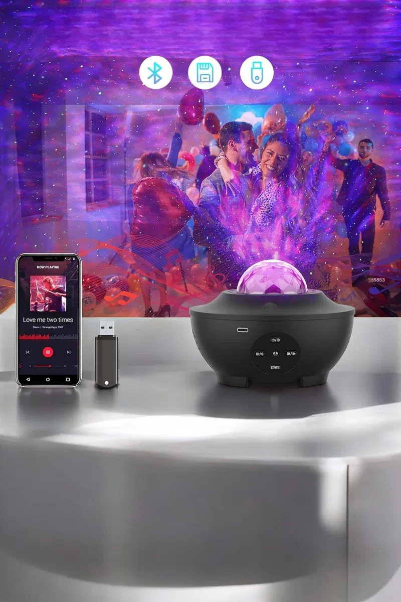 Galaxy Efektli LED Gece Lambası Projektörü Bluetooth Bağlantılı görsel 5
