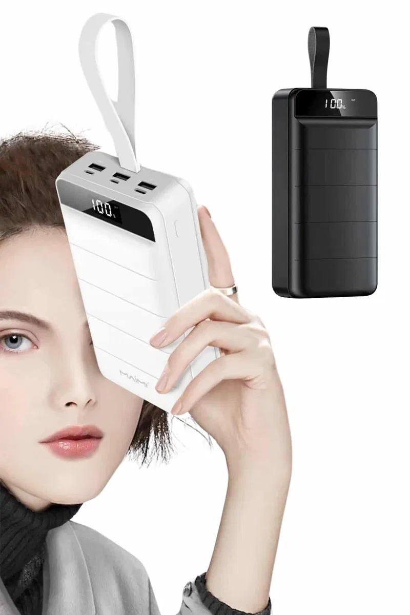 50. 000 Mah Powerbank Turbo Hızlı Led Göstergeli Android İOS Uyumlu Taşınabilir Askılı görsel 2