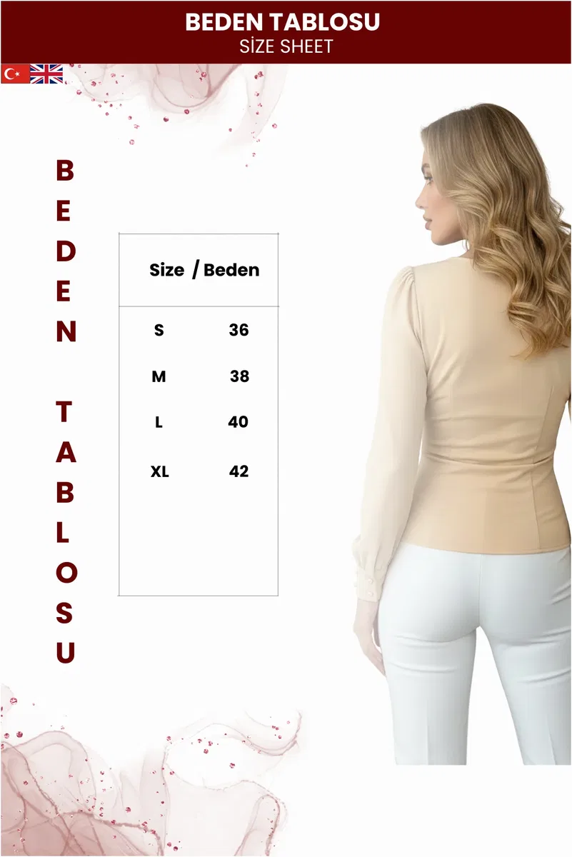 Kadın Beli Drapeli Şık Top Bluz görsel 5
