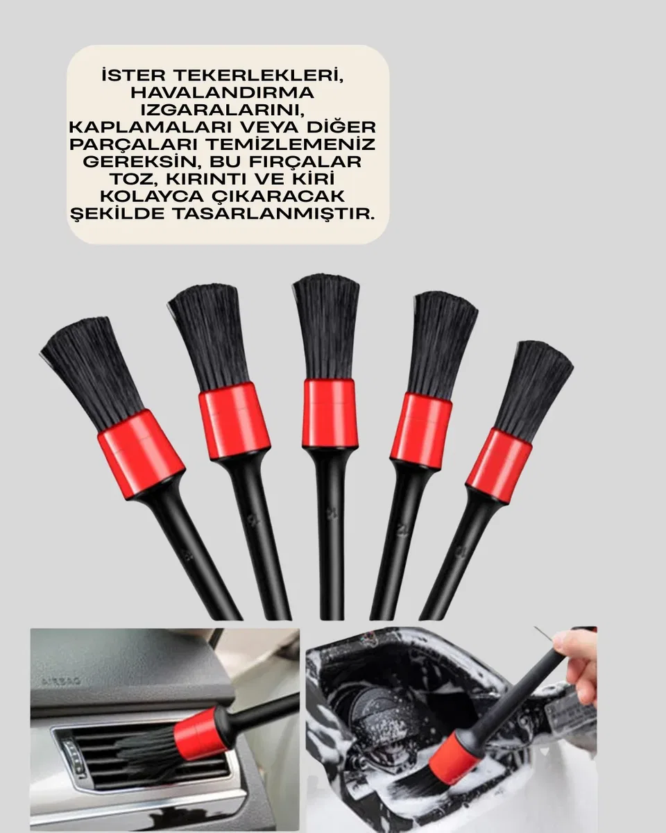 Araba Temizliği İçin 5 Parça Fırça Takımı görsel 5