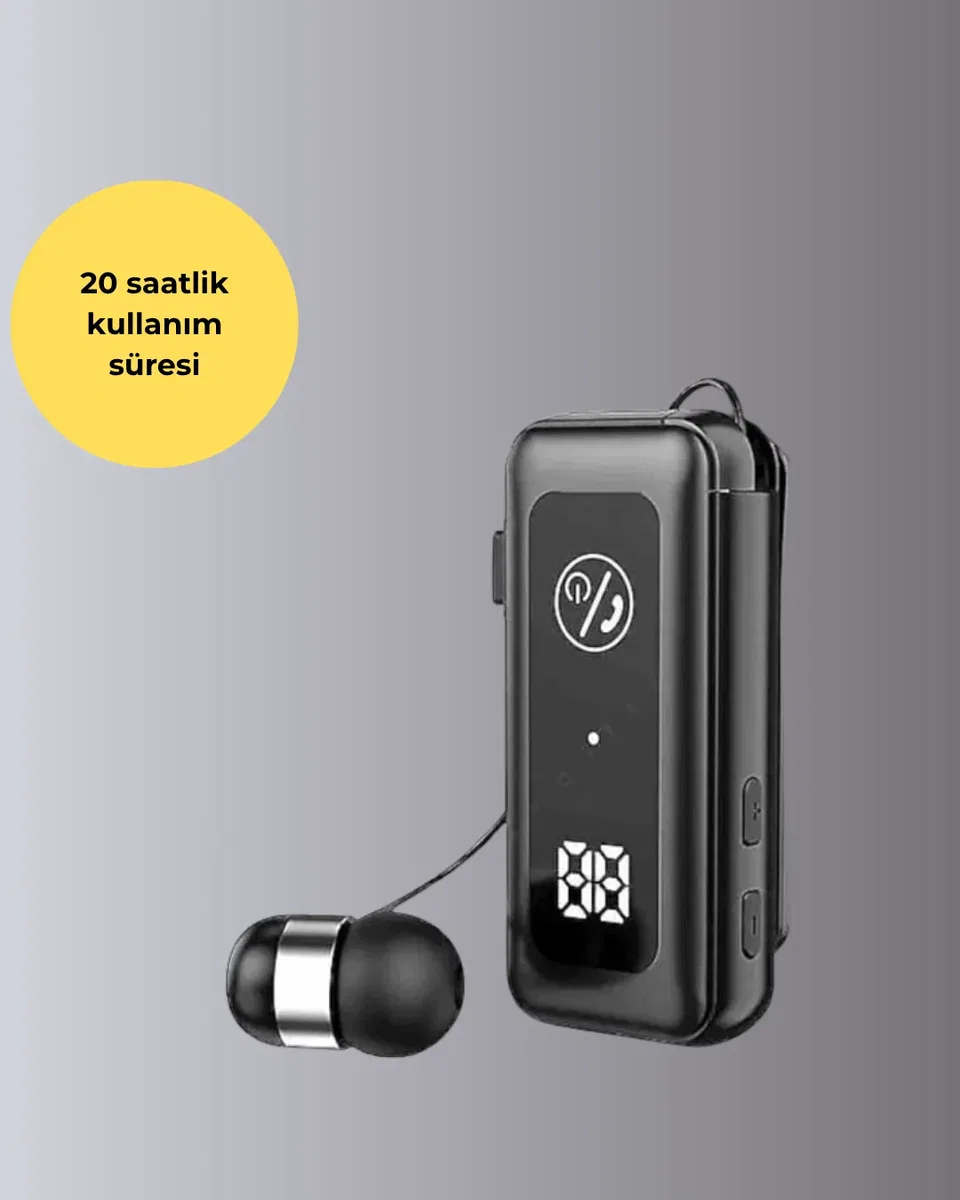 İçi Sarılabilen Kablo ve Yaka Klipsli Bluetooth Kulaklık görsel 3