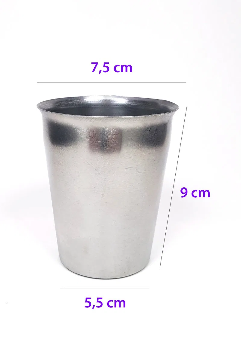 3 Adet Paslanmaz Çelik Krom Bardak 9 x 7, 5 x 5, 5cm görsel 2