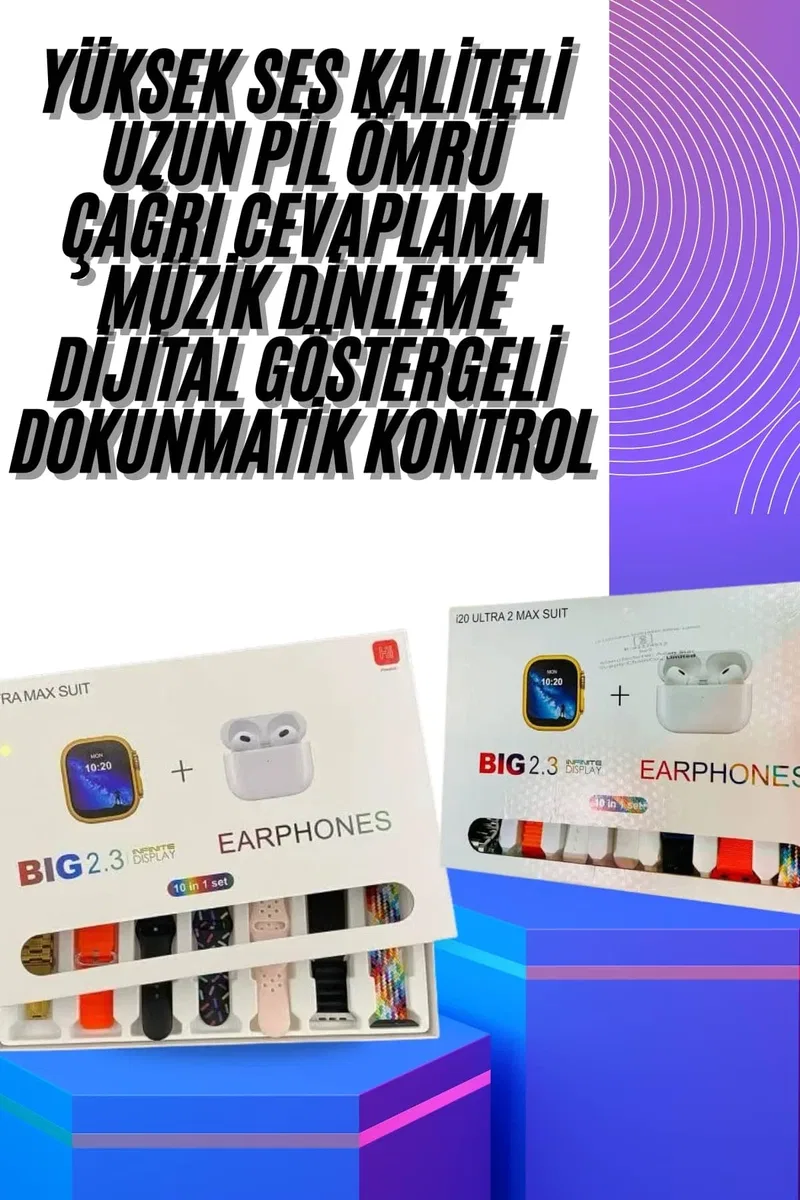 Akıllı Saat ve Air Pro Kulaklık 7 Kordonlu Çok Fonksiyonlu İkili Set Yeni Nesil görsel 2