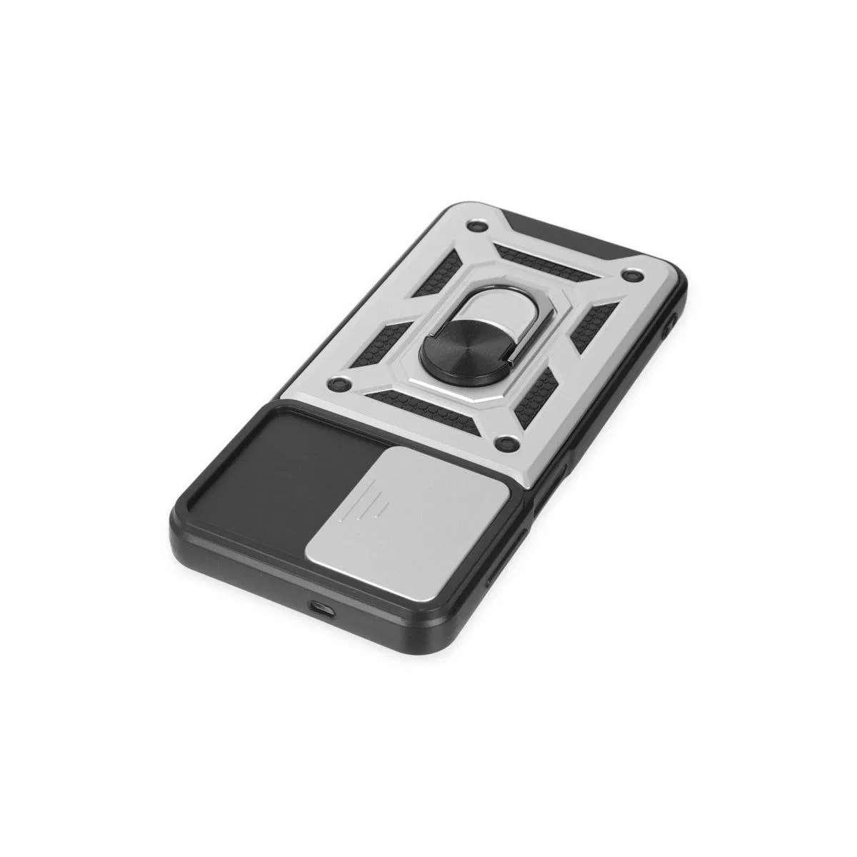 Samsung Galaxy A04s Kılıf Pars Lens Yüzüklü Silikon - Gümüş görsel 5