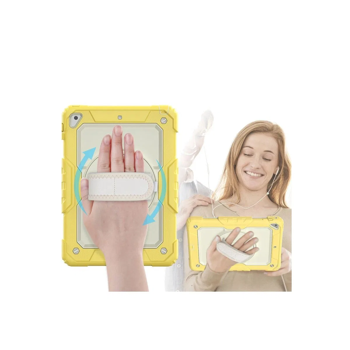 Apple İpad 5 Air 9. 7 Kılıf Strap New Tablet Kapak - Sarı görsel 2