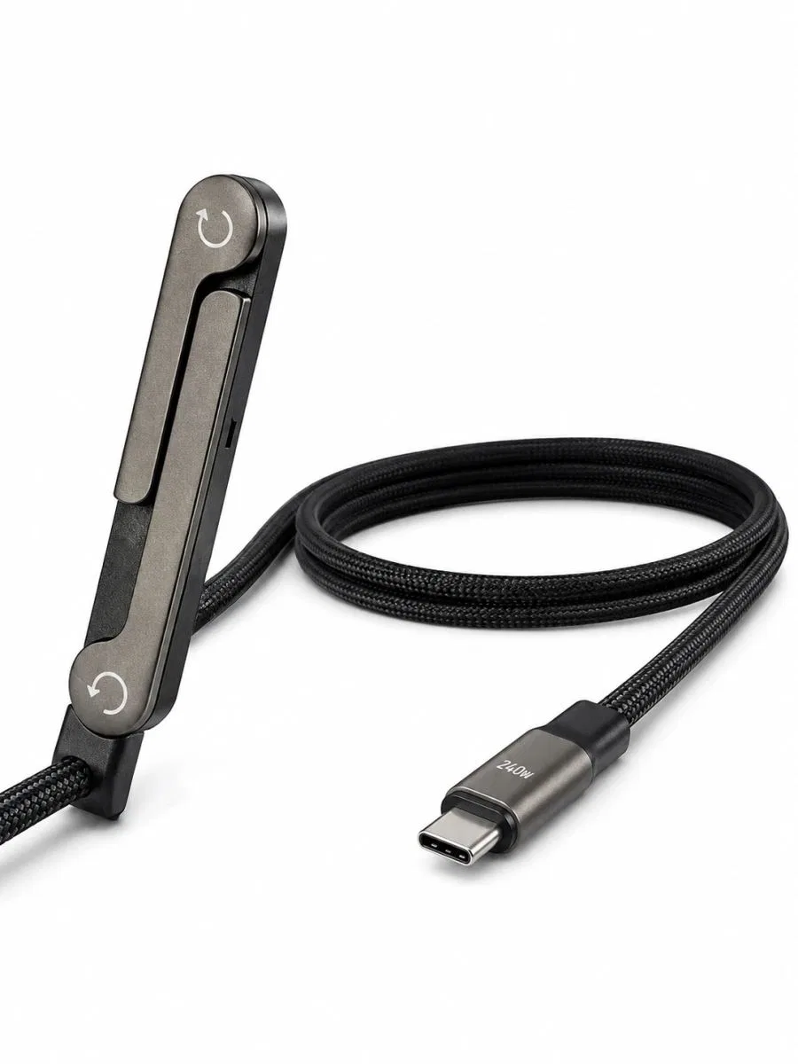 240w Type-c Telefon Standlı Örgülü Şarj Ve Data Kablosu görsel 4