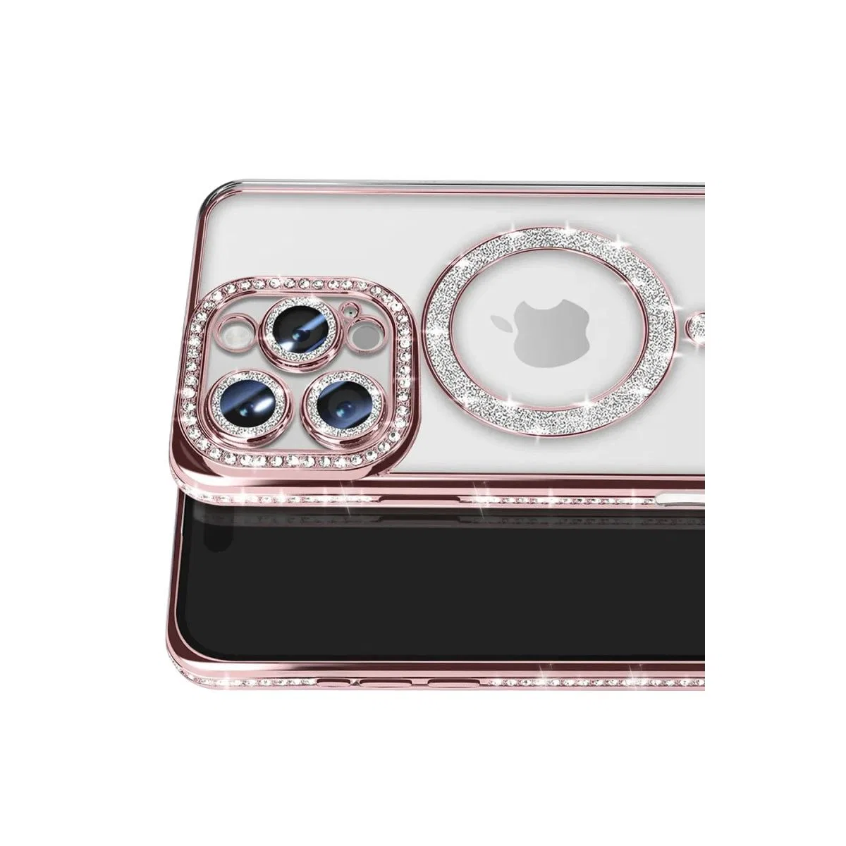 Apple İphone 16 Pro Max Kılıf Joke Simli Magneticsafe Kılıf - Pembe görsel 2