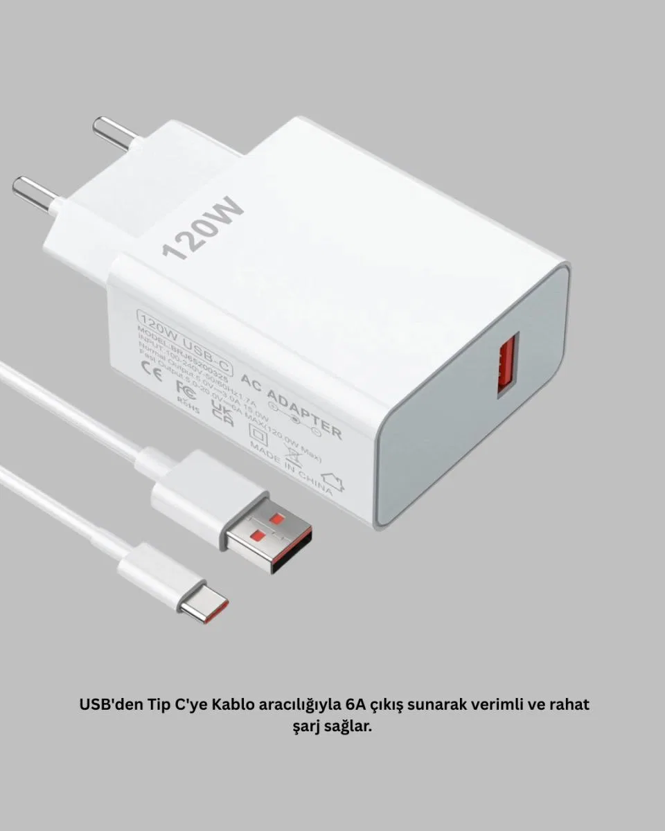120 Watt Güçlü Hızlı Şarj Adaptörü Huawei P30 P40 Mate 20 Pro Uyumlu görsel 4