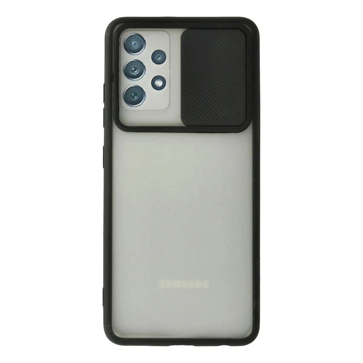 Samsung Galaxy A72 Kılıf Palm Buzlu Kamera Sürgülü Silikon - Siyah