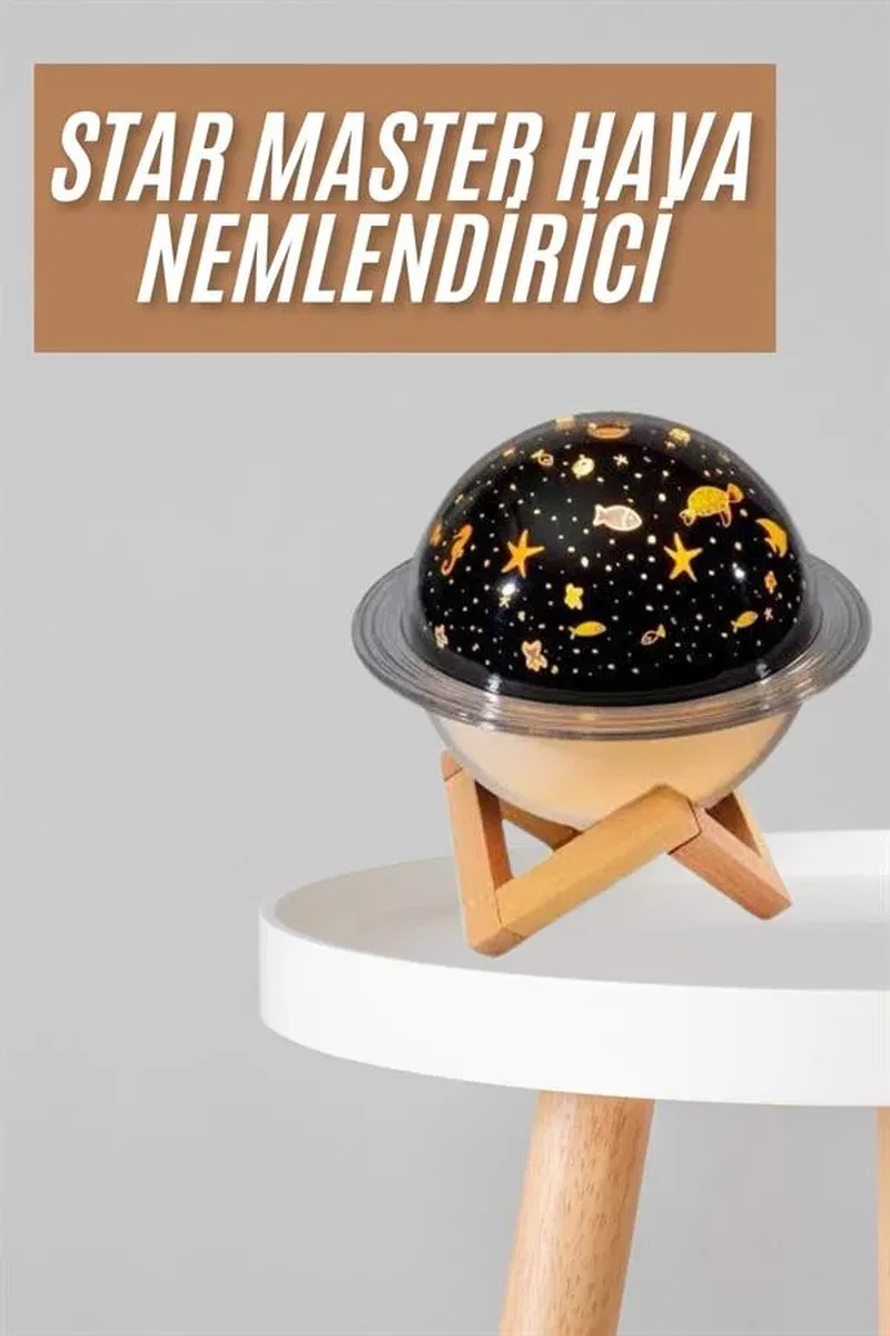 Hava Nemlendirici Led Işıklı Gece Lambası Yıldız Görünümlü Renk Değiştiren görsel 2