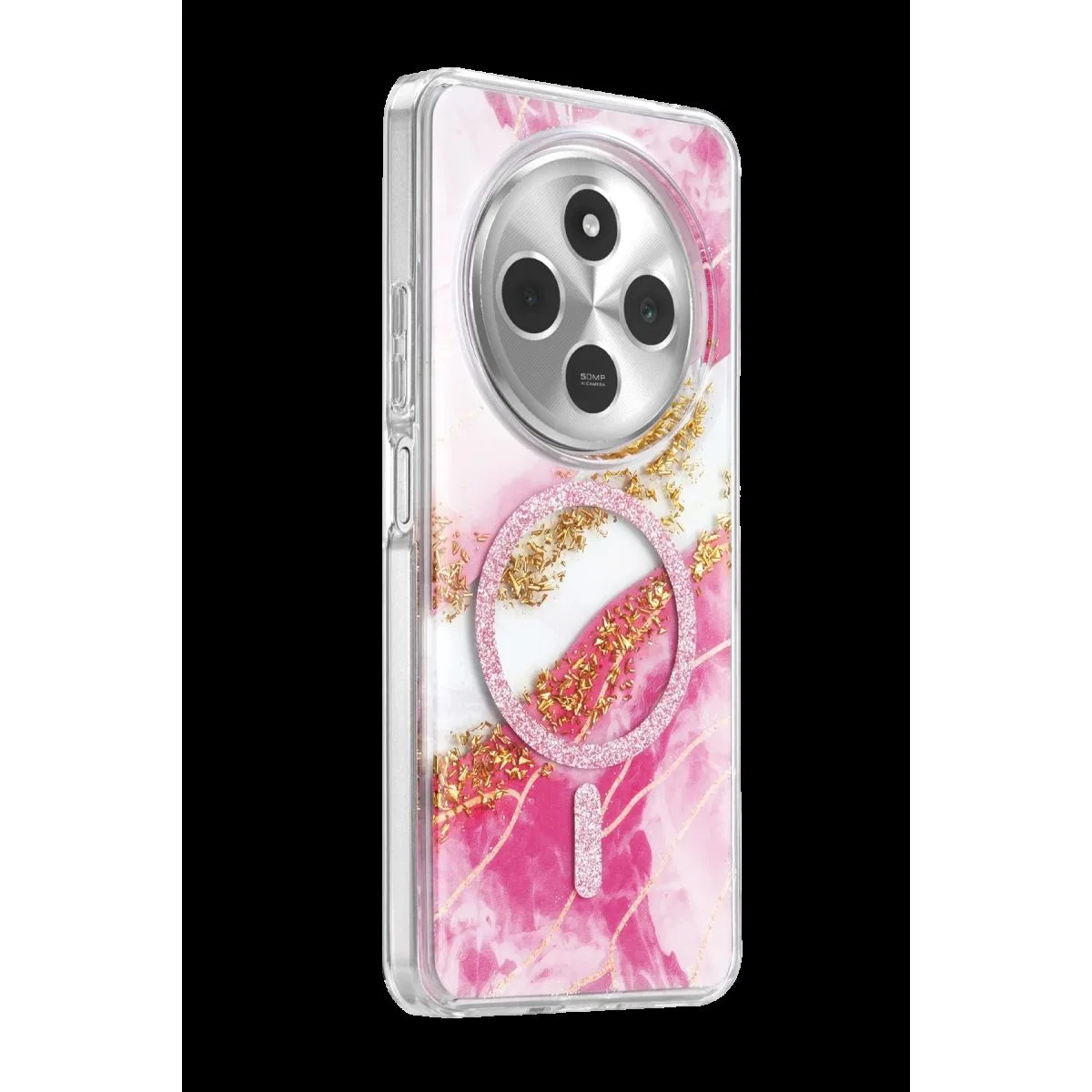 Onegif Xiaomi Redmi 14c Lotus Simli Magsafe Kapak - Pembe görsel 2