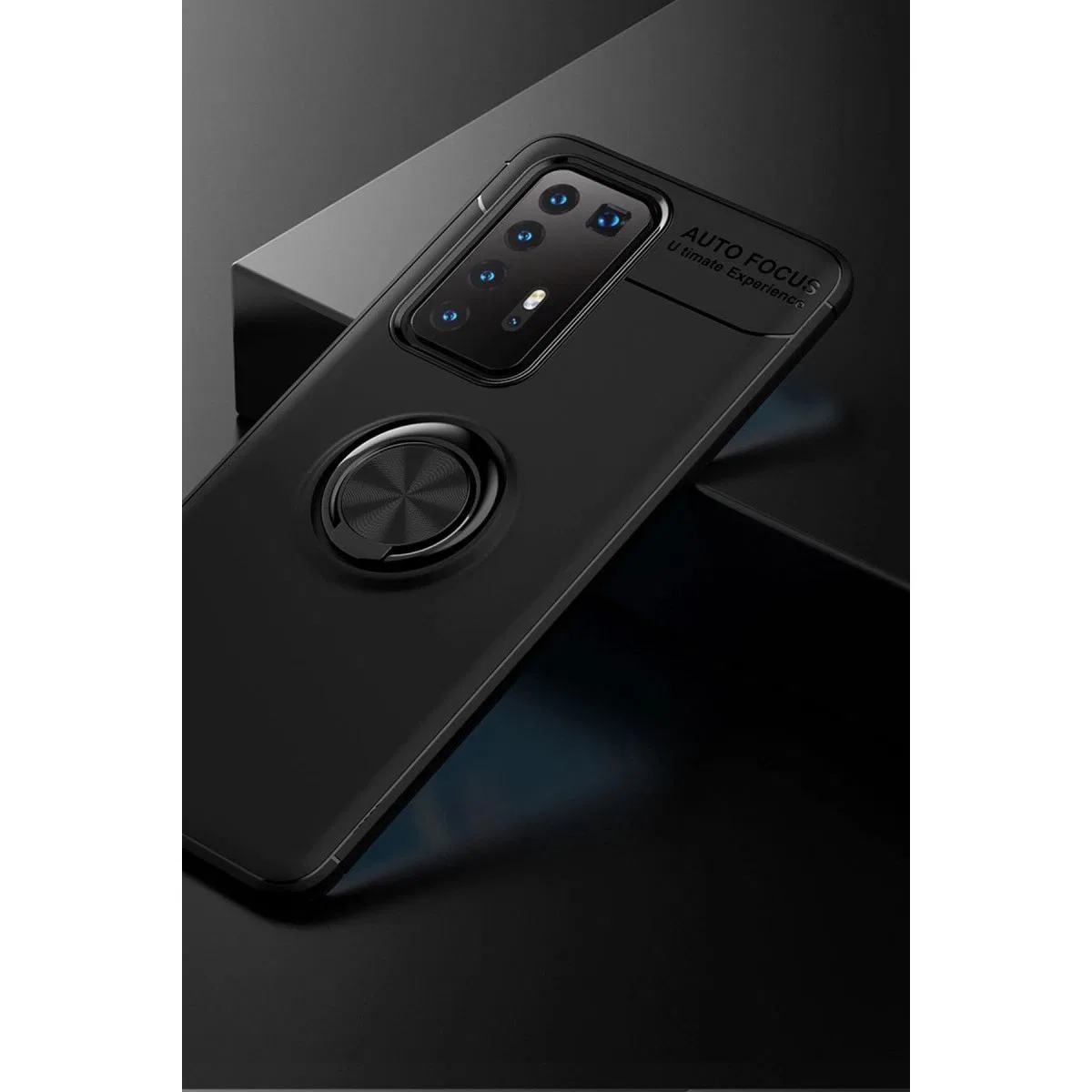 Huawei P40 Pro Kılıf Range Yüzüklü Silikon - Siyah görsel 3