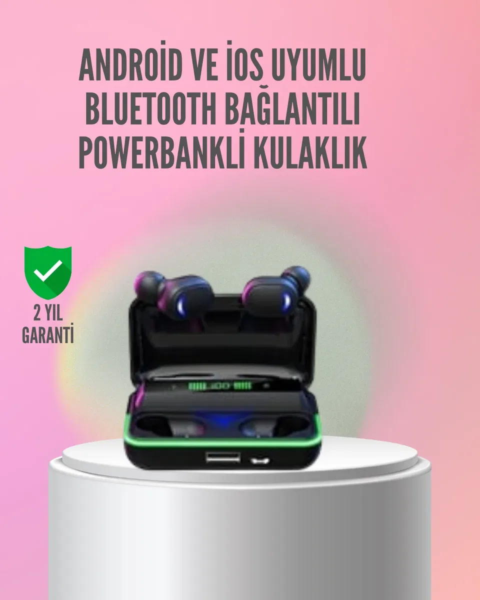 Powerbank Özellikli Bluetooth 5. 1 Kulaklık Oyun ve Müzik İçin