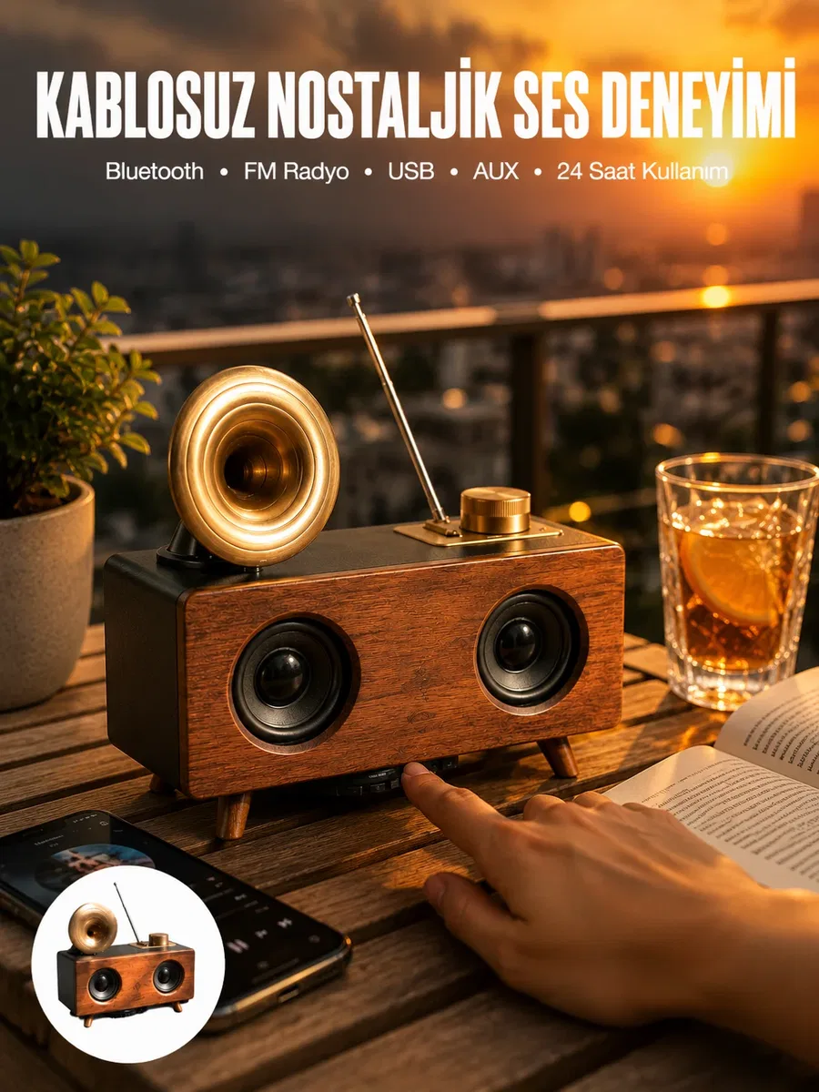 Nostaljik Radyo Bluetooth Bağlantılı Şarjlı Yüksek Ses Kaliteli Yeni Nesil