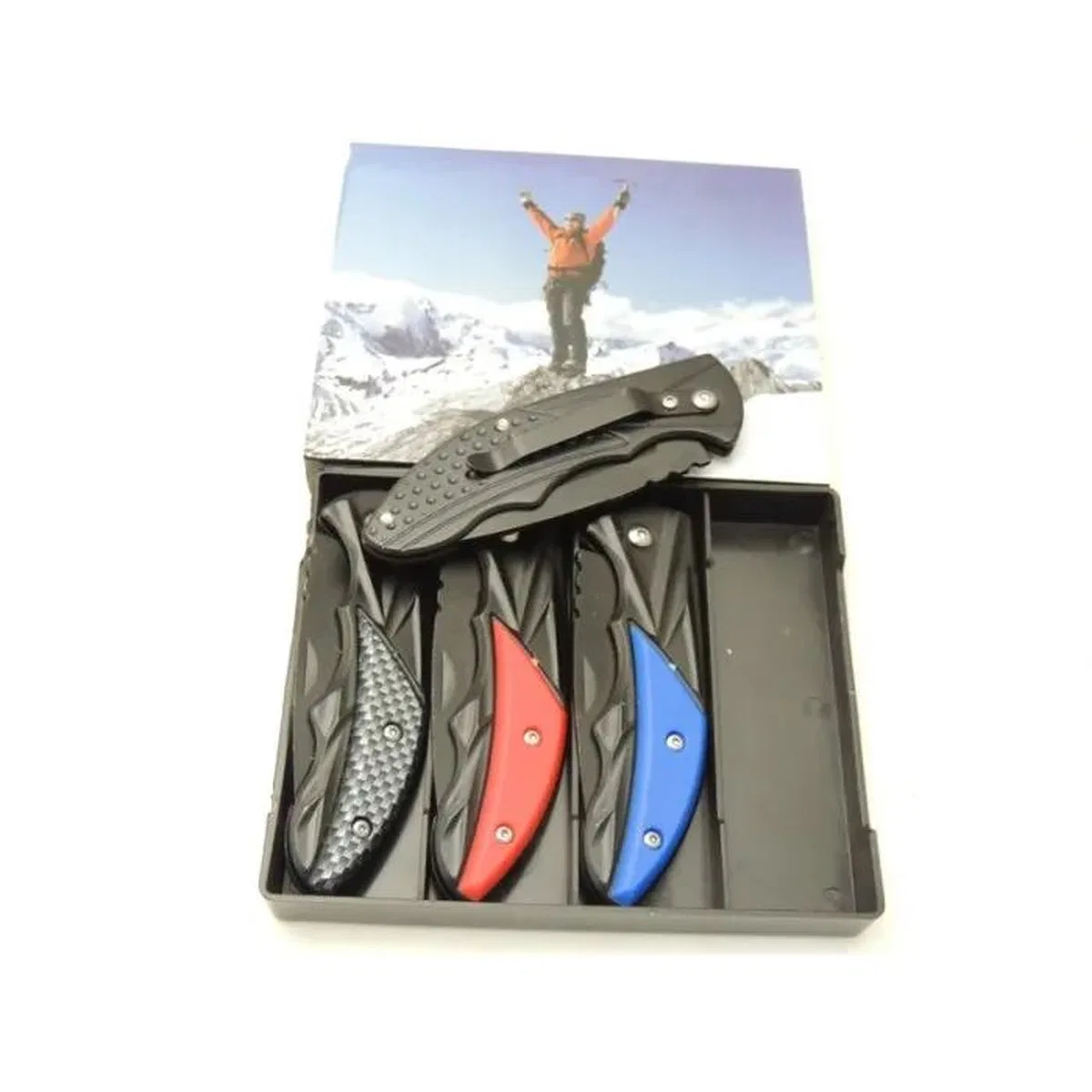 Klipsli 4 Lü Set Metal 16 Cm Kamp / Outdoor Çakı - Yarı Otomatik, Kemerlikli, Kutulu görsel 3