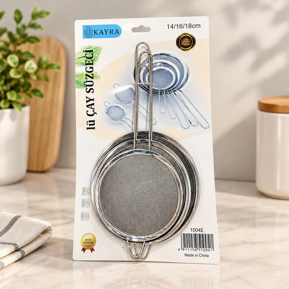 3 Parça Metal Süzgeç 14-16-18 cm