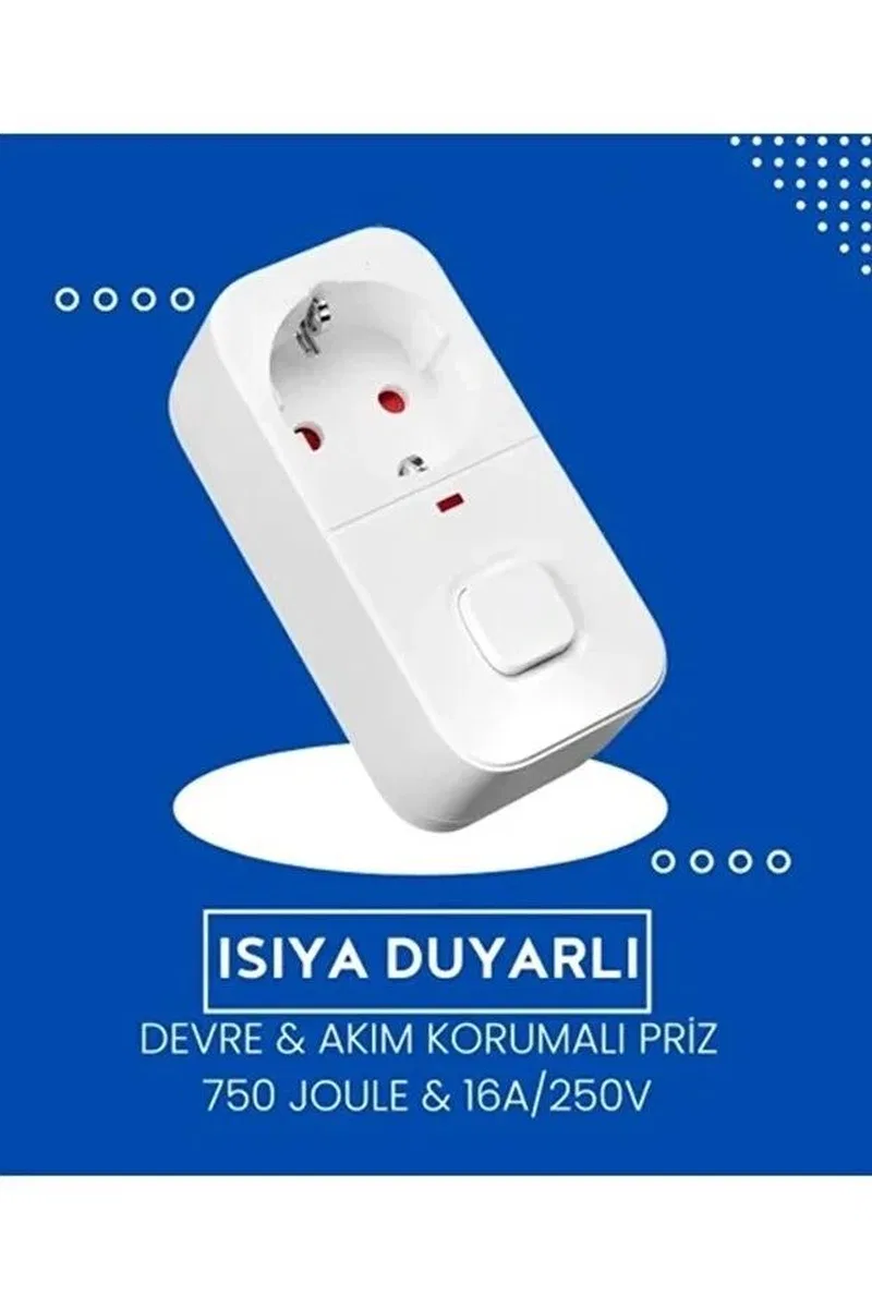 Isıya Duyarlı Devre Ve Akım Korumalı Duvar Tekli Anahtarlı Priz Fiş 16a/250v 750 görsel 3