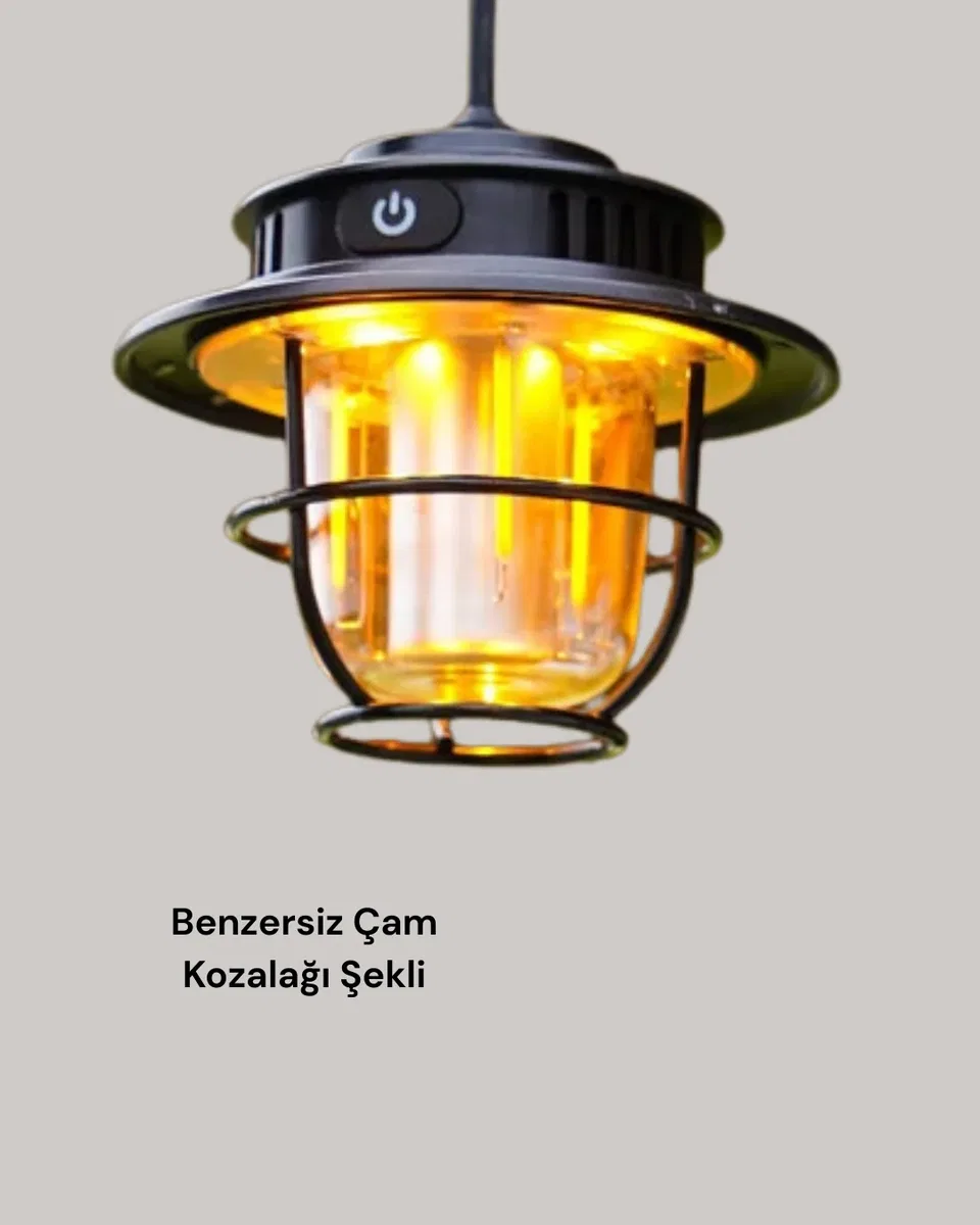 Çam Kozalağı Şekilli Retro Kamp Gece Lambası görsel 5