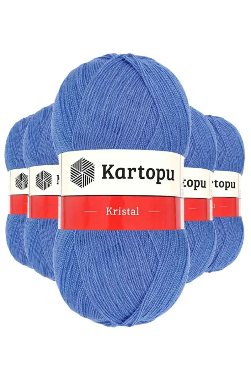 5 Adet Kristal Çift Katlı El Örgü Lif İpi Koyu Mavi K535 - kartopu mudanis