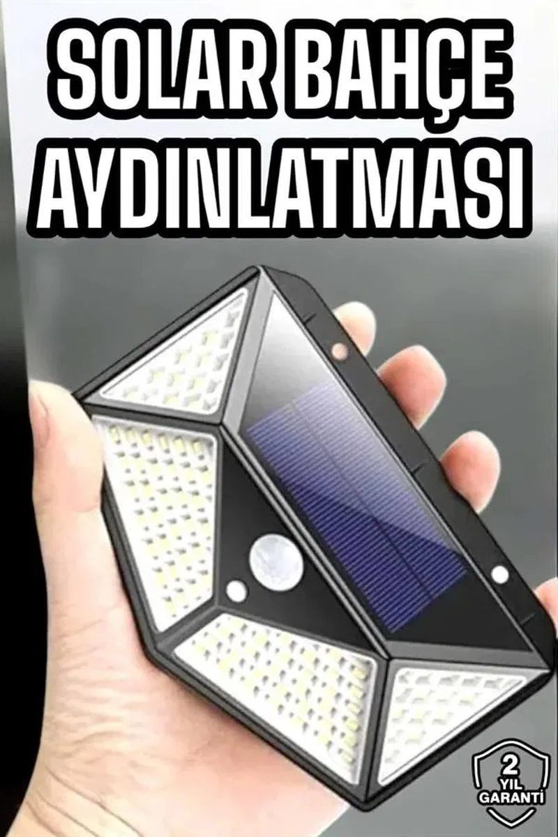 Güneş Enerjili Bahçe Aydınlatma Lambası Solar 100 Led Lamba görsel 2