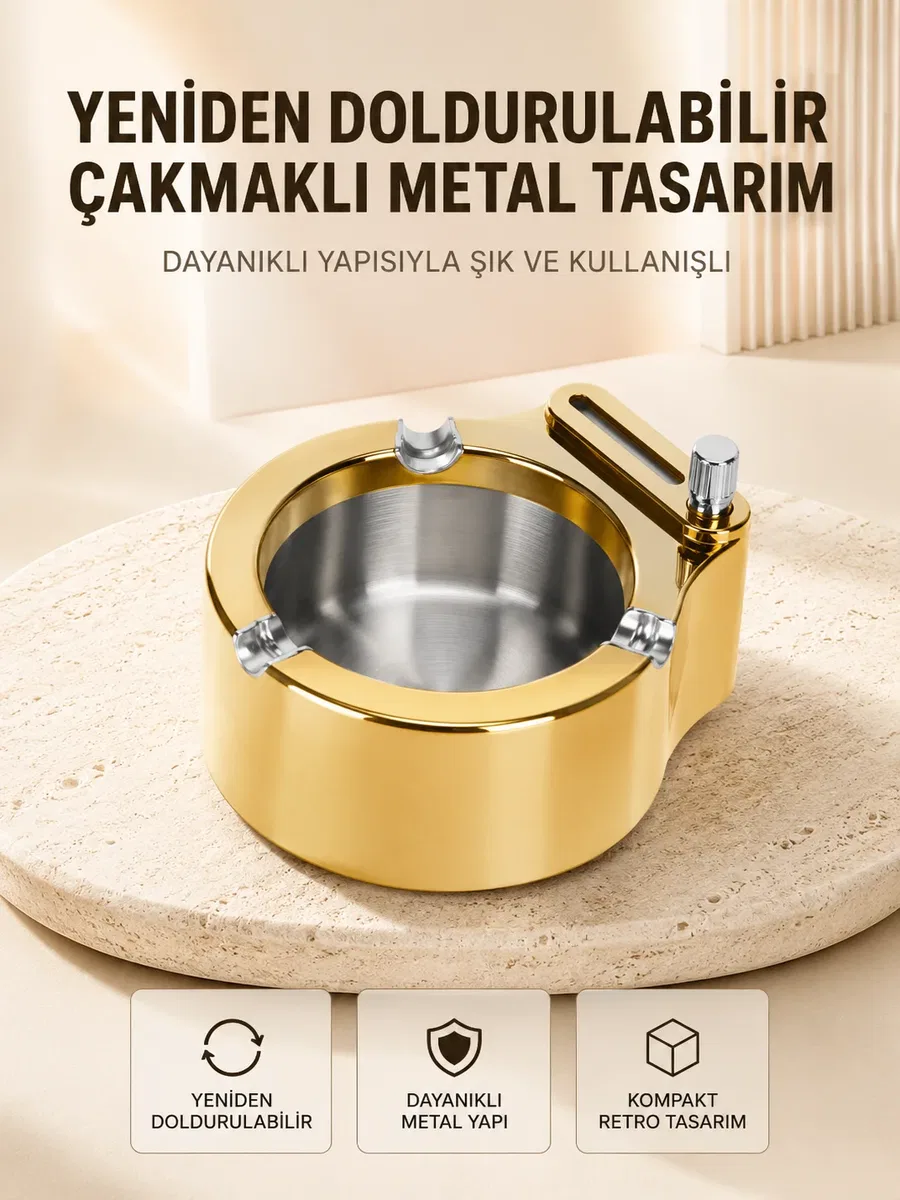 Duman ve Koku Giderici Hava Temizleyici Küllük 2 Katmanlı Filtreli