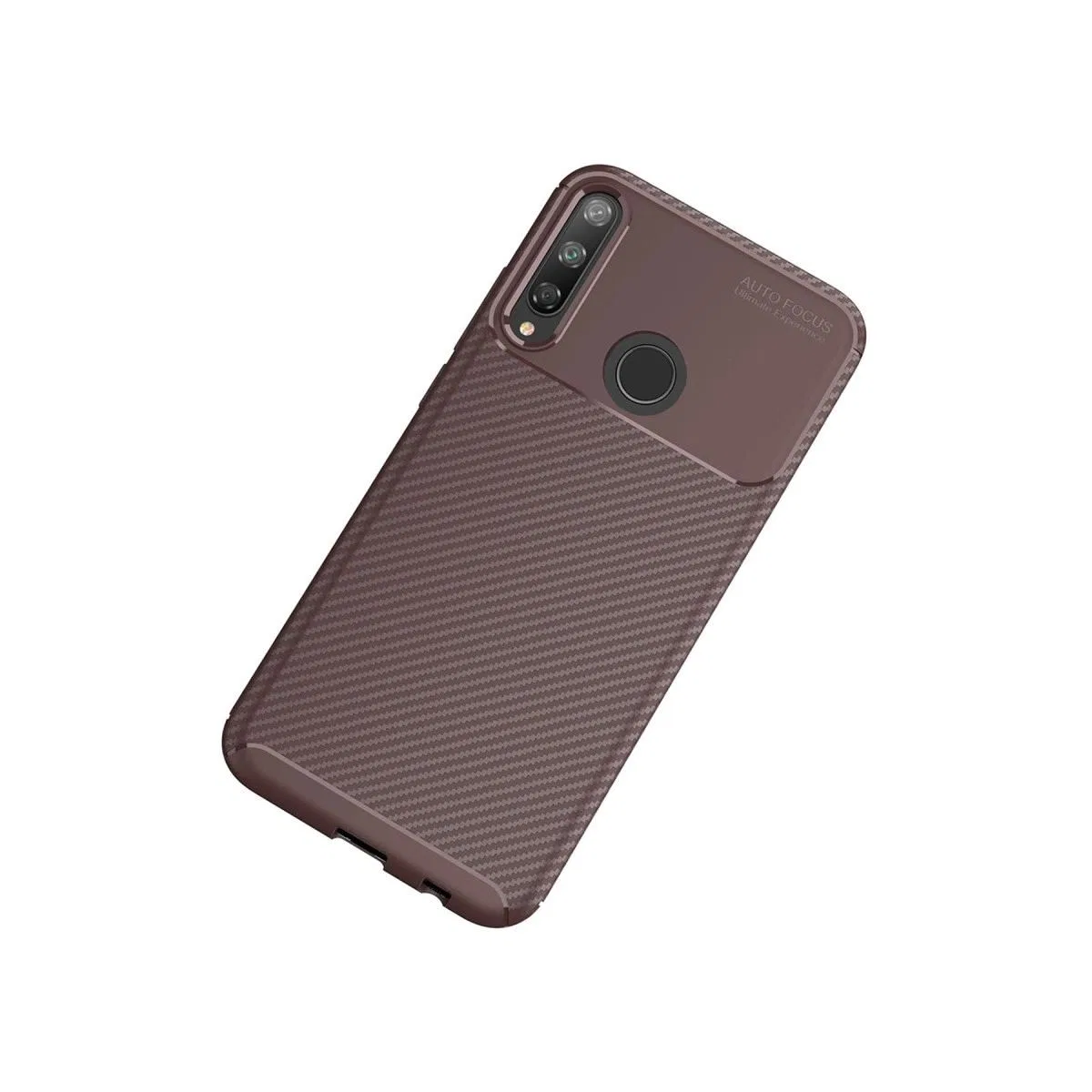 Huawei P40 Lite E Kılıf Auto Focus Karbon Kapak - Kahverengi görsel 2