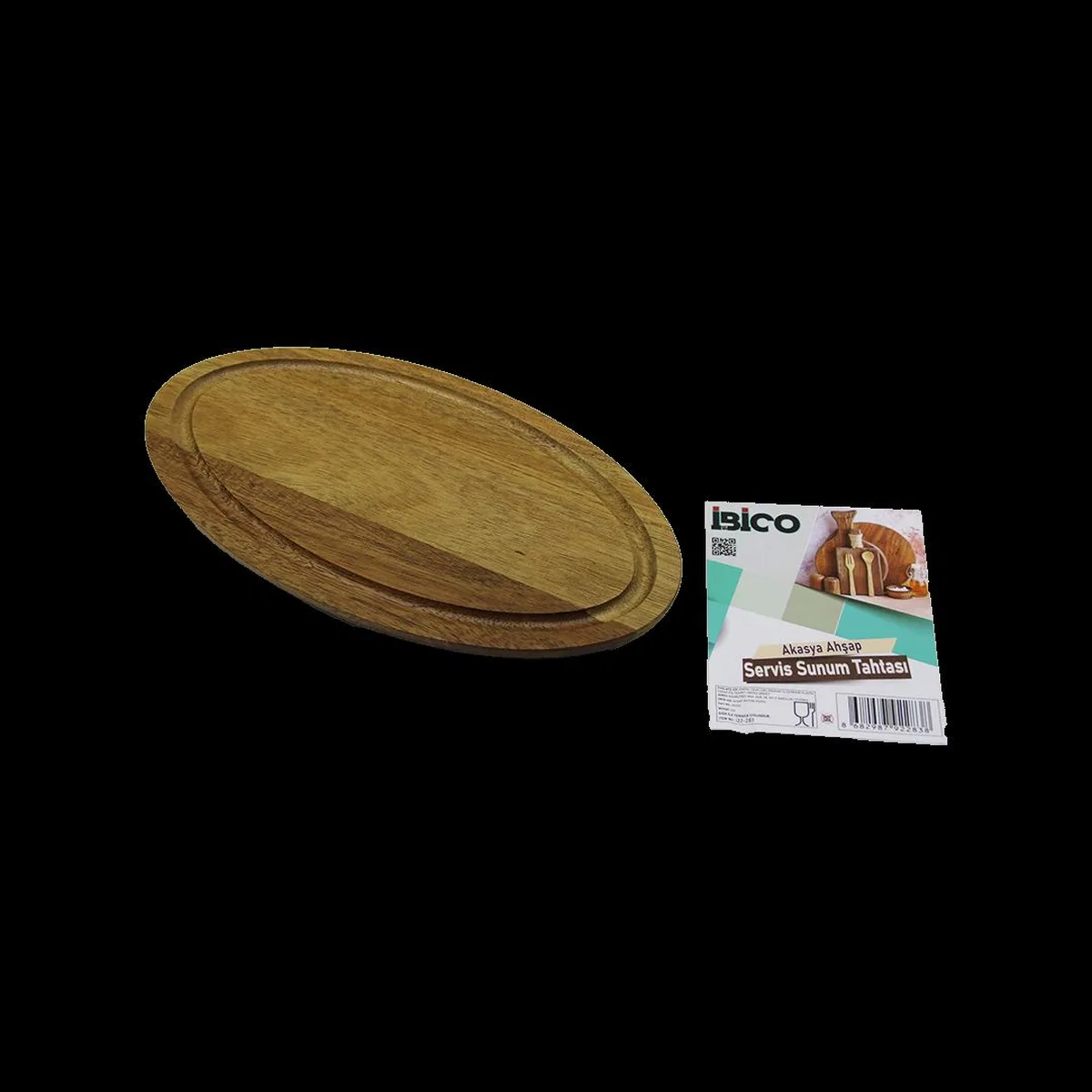 Akasya Oval Ahşap Servis Tepsisi (Kenar Klı) 24. 8x13. 8x1. 4 cm görsel 2