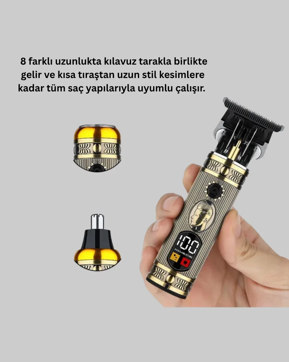 Kablosuz Saç Sakal Düzeltici – Çoklu Başlık ve Taraklı görsel 2