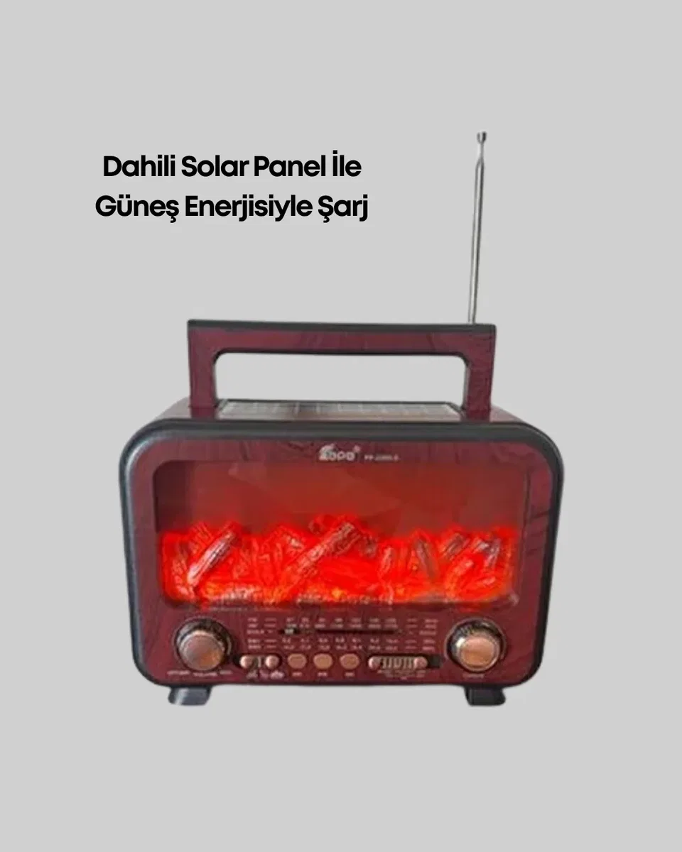 Taşınabilir Kamp Hoparlörü – Solar Şarjlı, Şömine Efektli, 7W Güçlü Ses görsel 4