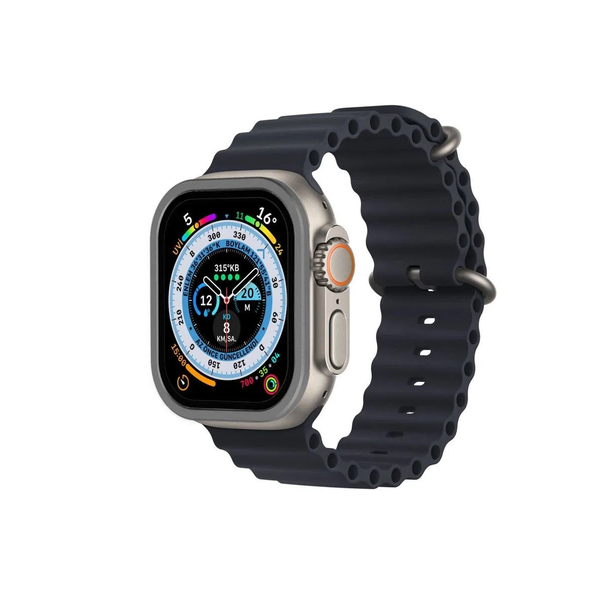 Apple Watch Ultra 49mm Alüminyum Kasa Cam Ekran Koruyucu - Gri görsel 2