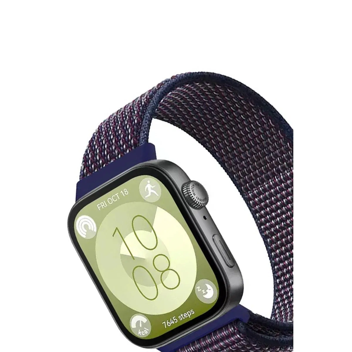 Huawei Fit 4 Hasırlı Cırtcırtlı Kordon (saat Değildir) - Mavi-beyaz görsel 2