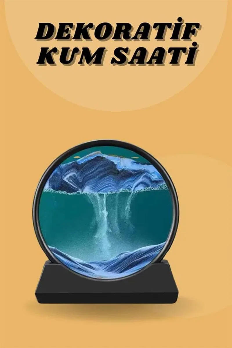 Kum Saati Yuvarlak Şık Kum Tablosu Dekoratif Kum Sulu Kum Saati görsel 2
