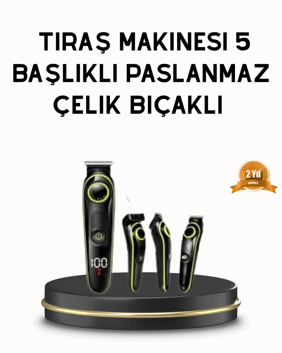 Erkek Bakım Seti 5’i 1 Arada Şarjlı Paslanmaz Çelik Başlıklı